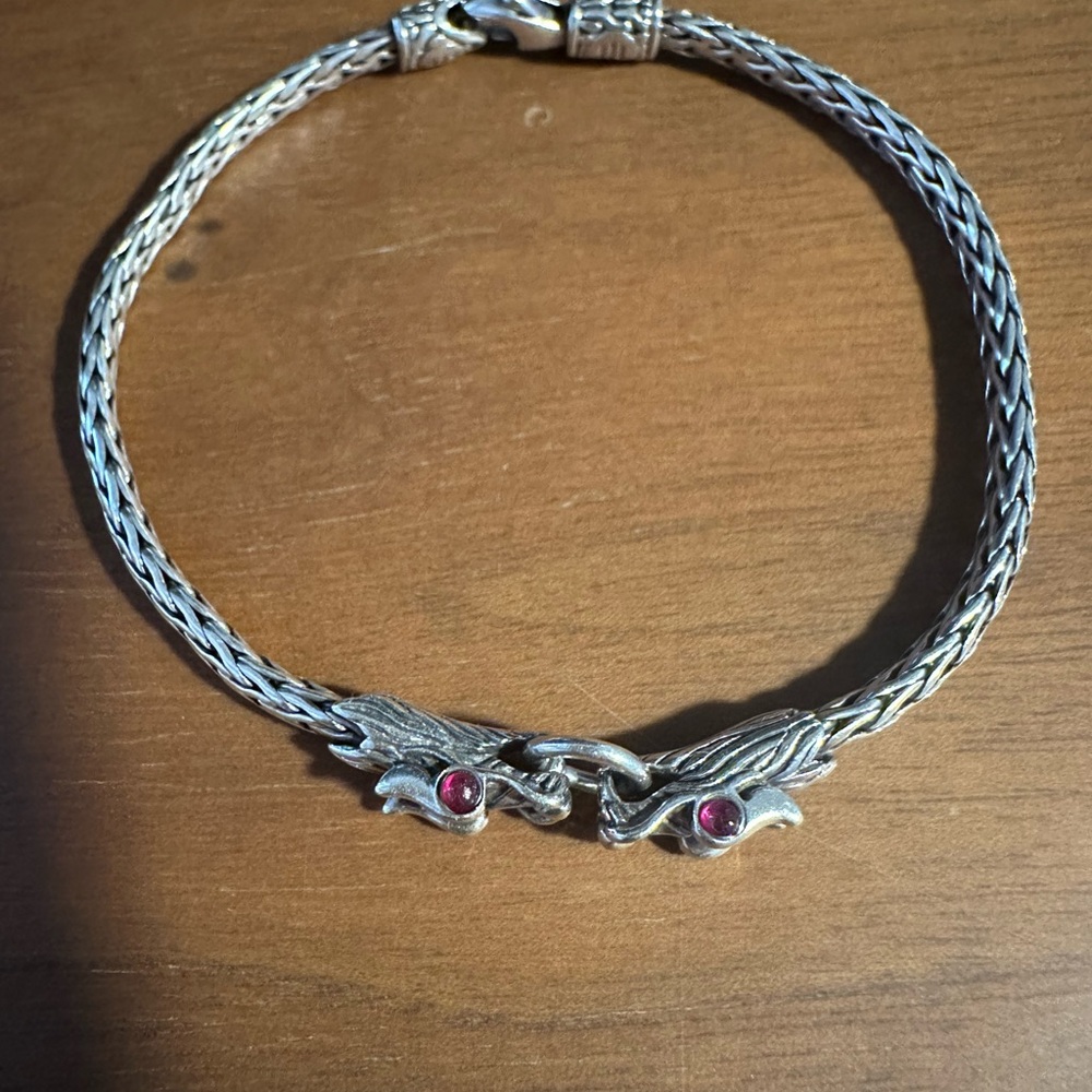 John Hardy naga dragon sterling silver and ruby bracelet